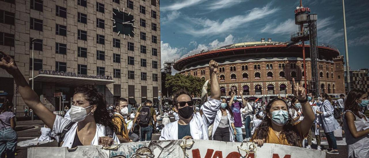 Protesta de metges residents a Barcelona l’any 2020. | EUROPA PRESS