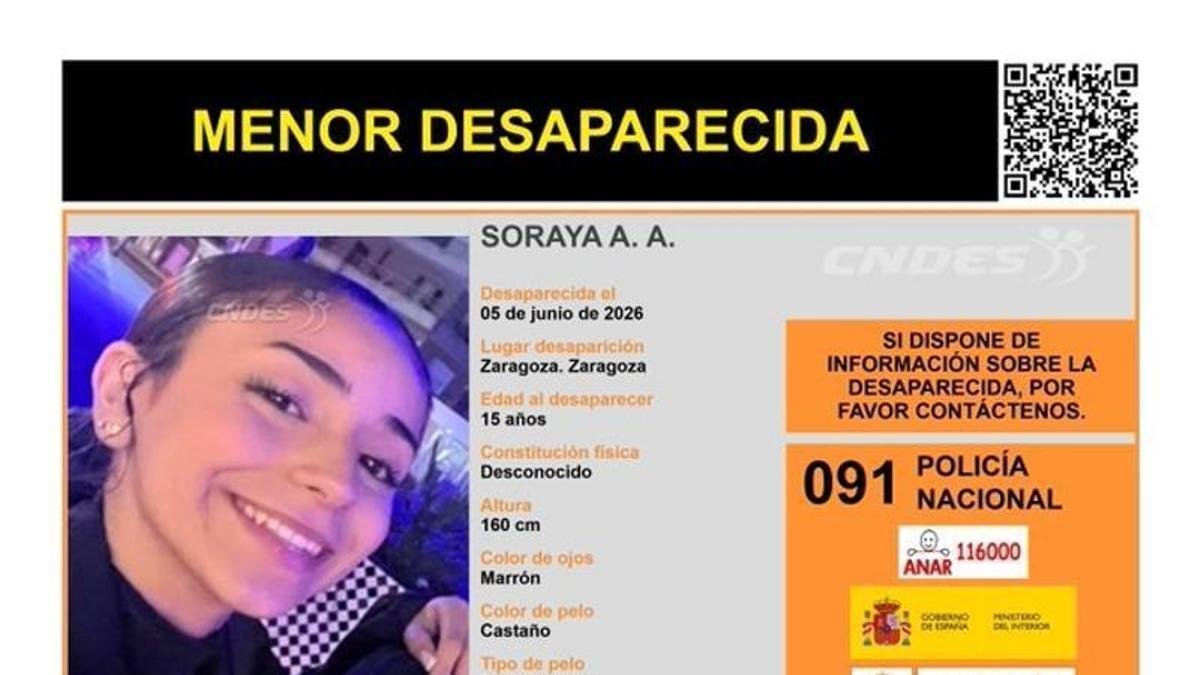 Desaparece una menor de 15 años en Zaragoza