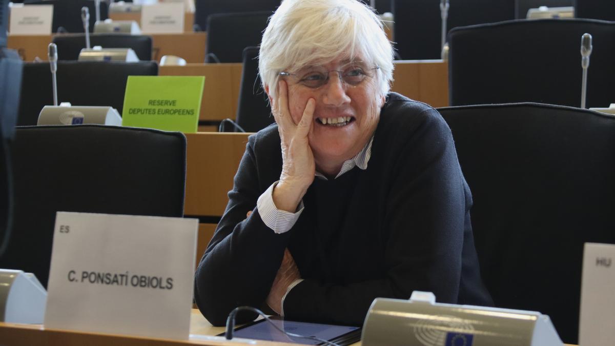 L'eurodiputada de Junts, Clara Ponsatí, durant una sessió de la comissió d'Indústria del Parlament Europeu celebrada a Brussel·les, el mateix dia que havia estat citada a declarar al Tribunal Suprem