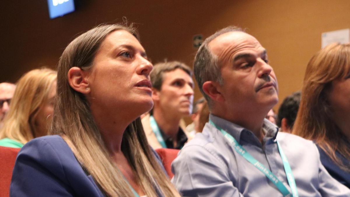 La portaveu de Junts, Míriam Nogueras amb Jordi Turull, secretari general del partit durant el Consell Nacional a Mataró
