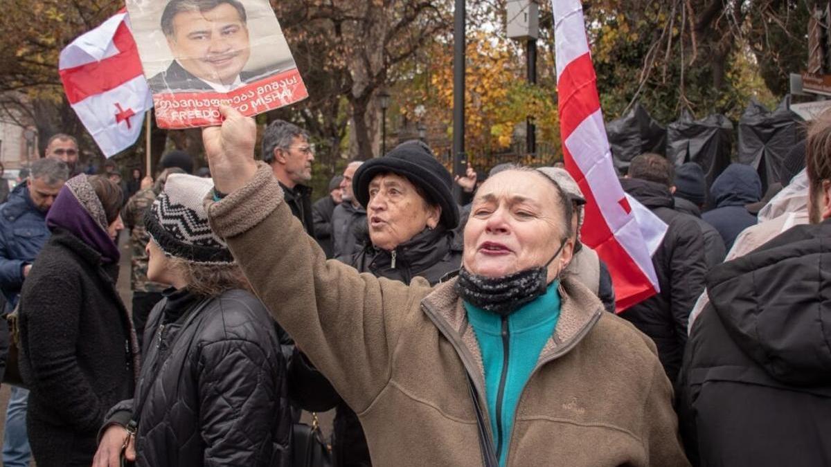 Protestas a favor de la liberación del expresidente georgiano Mikáil Saakashvili celebradas recientemente en Tiblisi (Georgia).