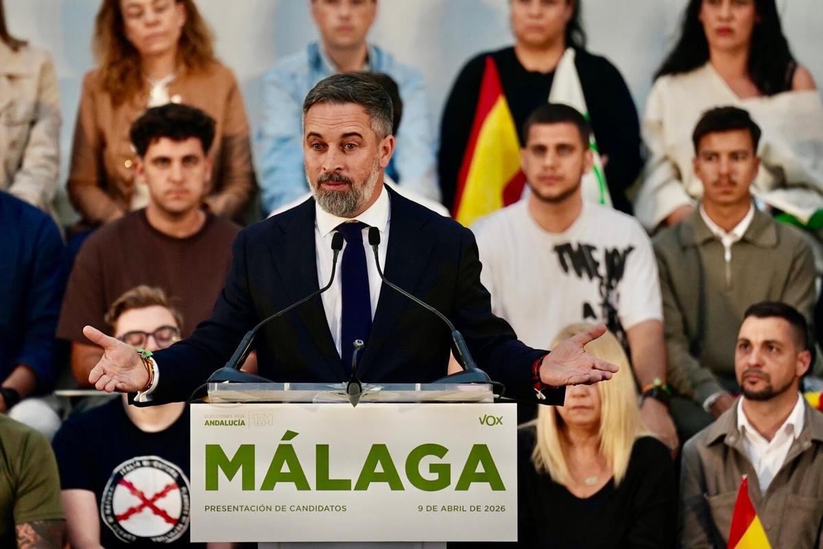 El presidente de Vox, Santiago Abascal, en un acto en Málaga. v