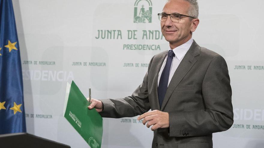 El portavoz del Gobierno andaluz, Miguel Ángel Vázquez, en su comparecencia tras la reunión del Consejo de Gobierno.