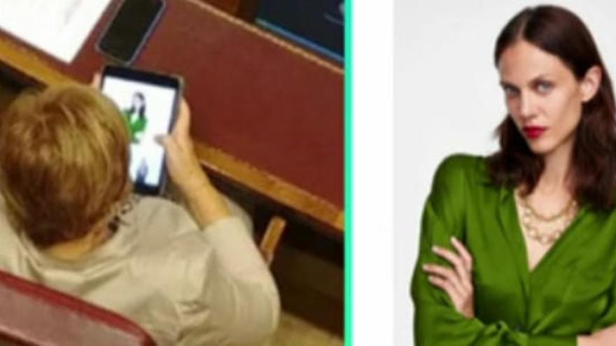 Celia Villalobos se marca otro &#039;Candy Crush&#039; comprando ropa durante el pleno del Congreso