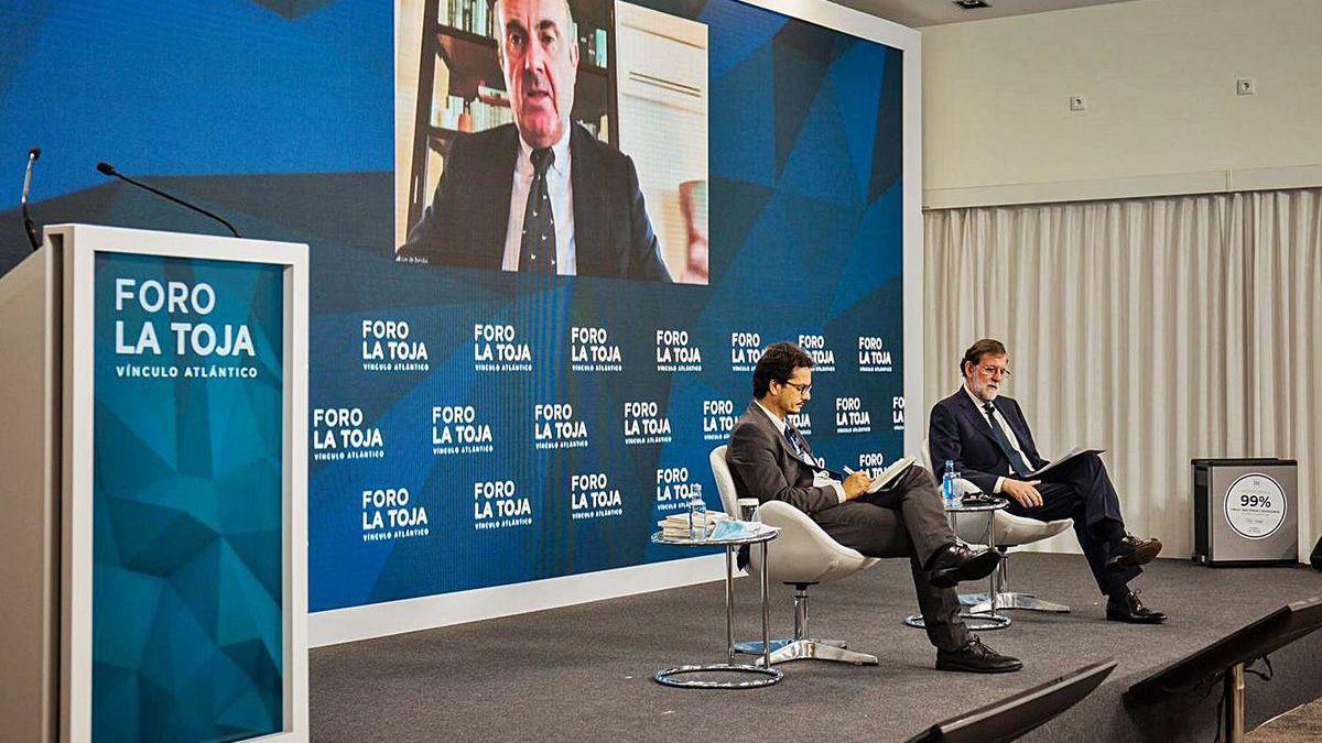 Luis de Guindos intervino ayer en el Foro La Toja de forma virtual.