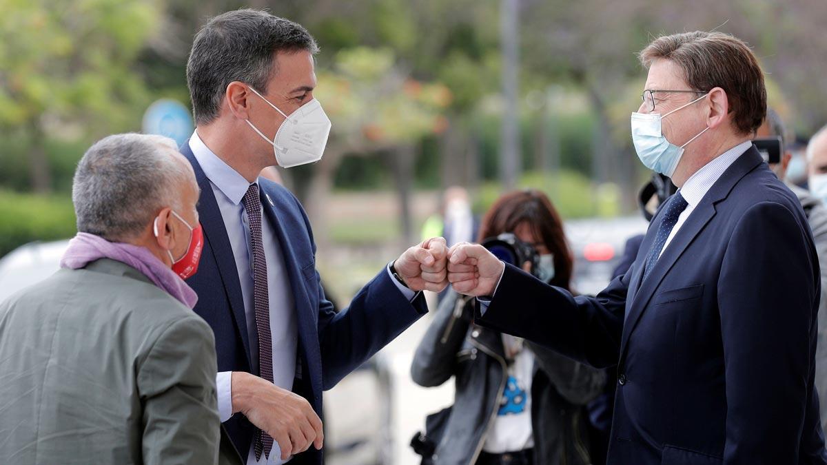 Pedro Sánchez, Ximo Puig y Pepe Álvarez.