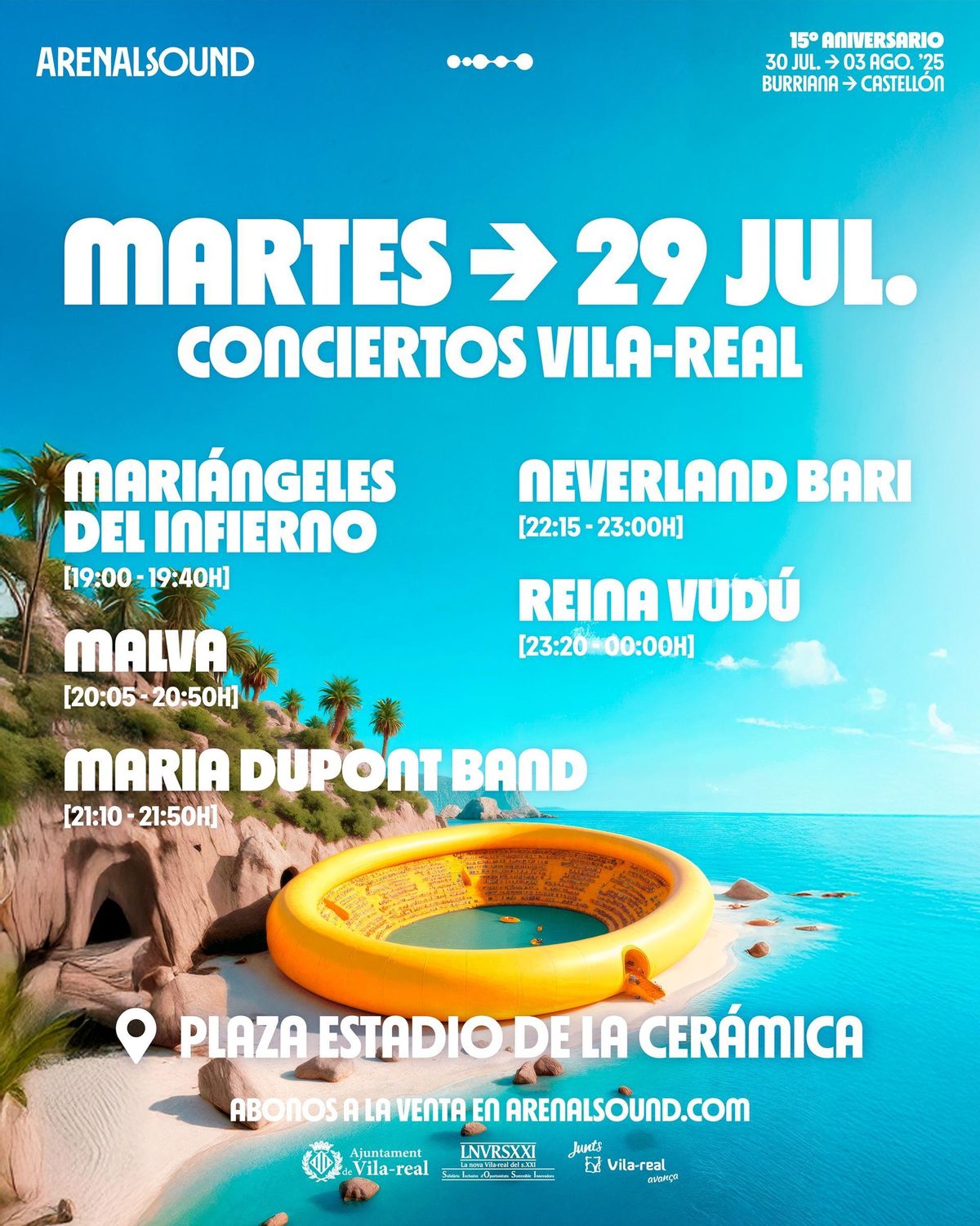 Cartel de los conciertos previos al Arenal Sound que serán en Vila-real.