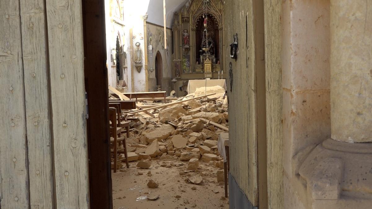 Así ha quedado la iglesia de Son Negre de Manacor tras el derrumbe de su cubierta
