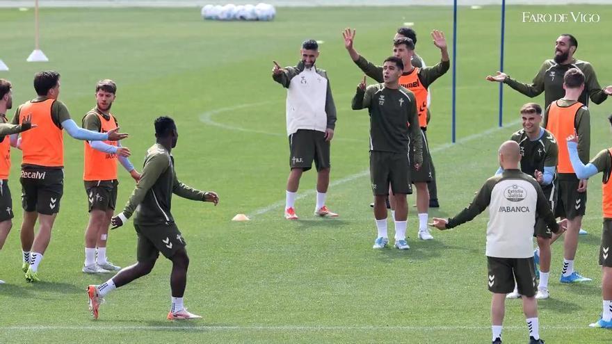 Entrenamiento del Celta antes de jugar en el Metropolitano