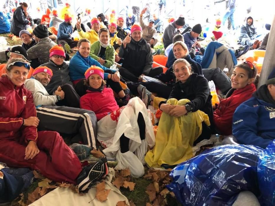 La fallera mayor de 1989, Covadonga Balaguer, en el Maratón de Nueva York