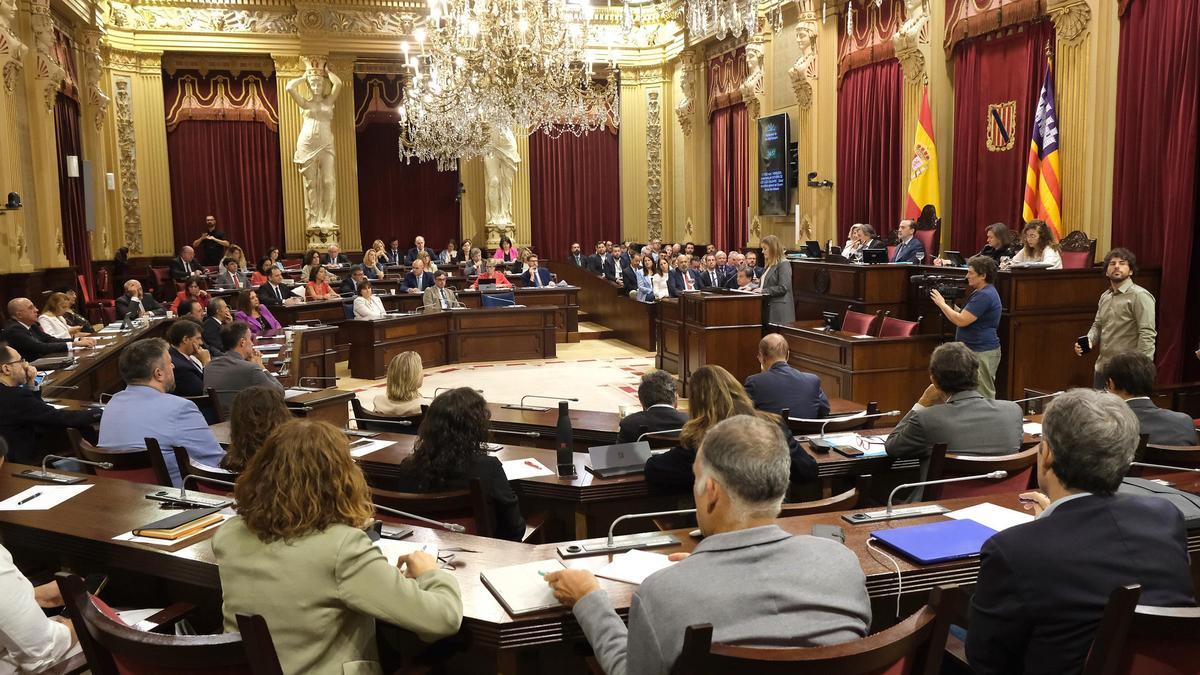 Detalle de una sesión del Parlament balear.