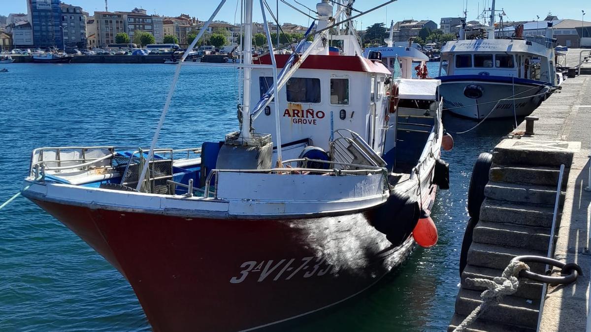 El pesquero 'Ariño' , esta tarde, ya en su puerto base, en O Grove