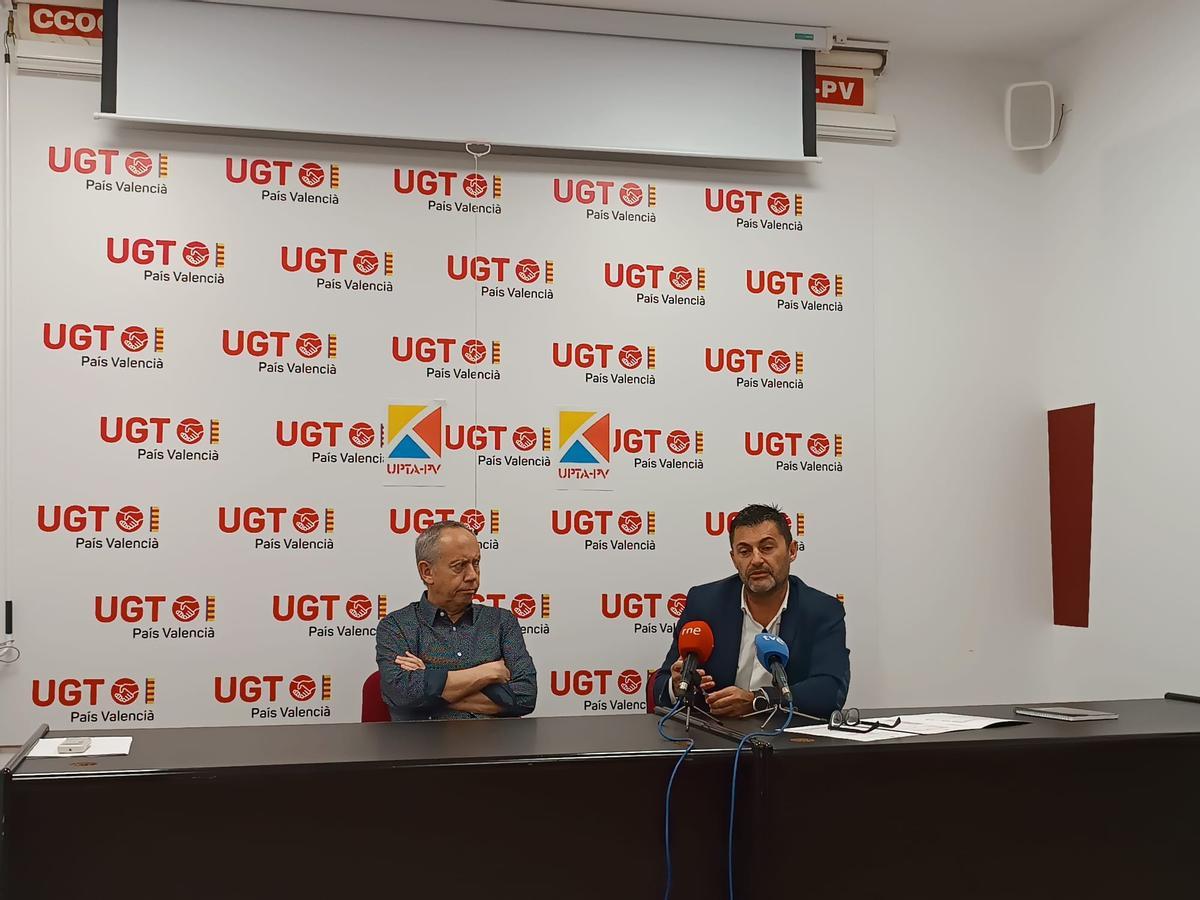 Sáez y Abad, en las instalaciones de UGT-PV esta mañana.