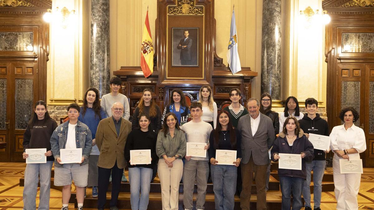 Premiados, en la entrega de galardones en María Pita