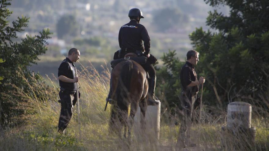 La Policía Nacional durante la búsqueda en Mirabolvens.