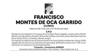 Esquela Francisco Montes de Oca Garrido
