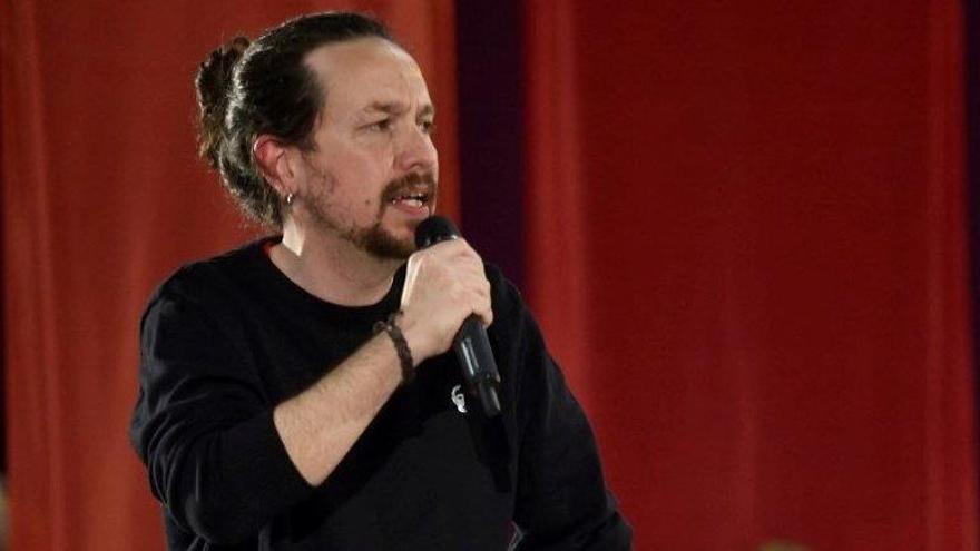 Pablo Iglesias, durante el acto político de Unidas Podemos.