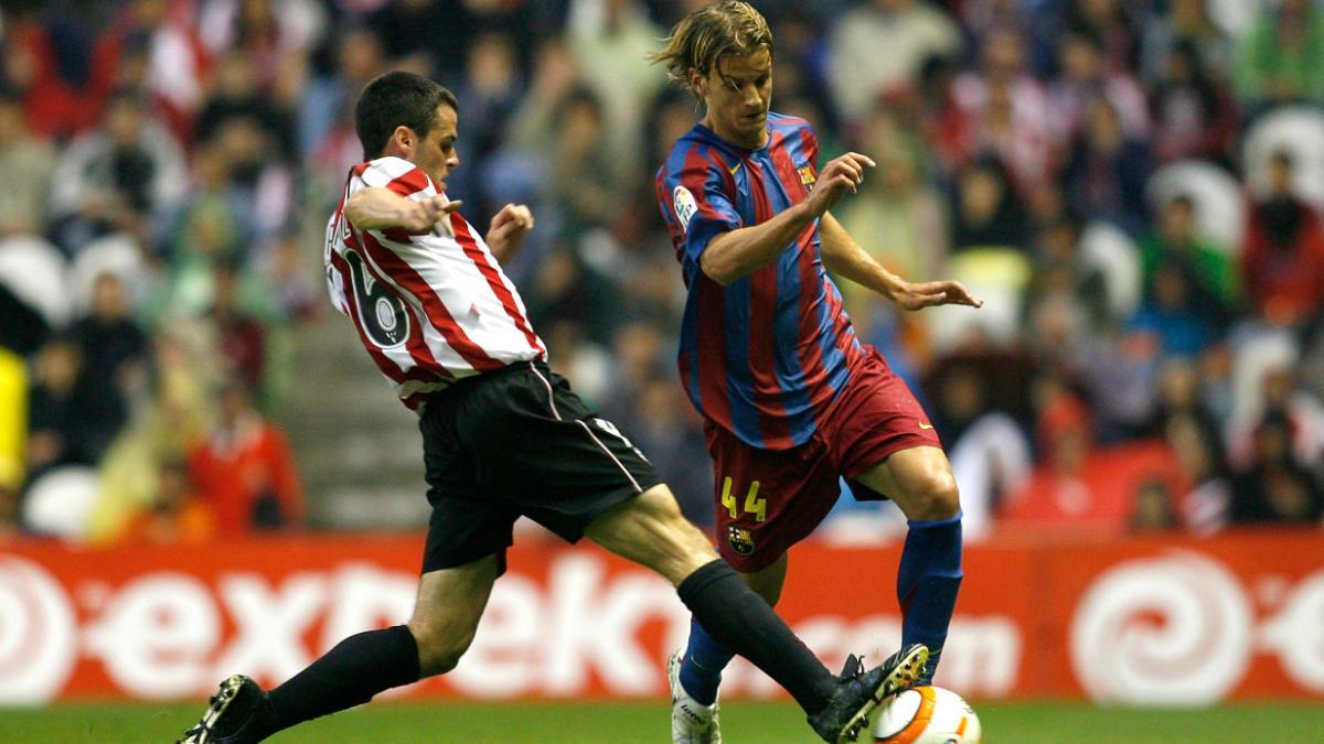 Orlandi durante su debut con el primer equipo del Barça en San Mamés