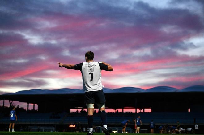 Los jugadores de Francia durante la sesión de entrenamento en Marcoussis, como parte de la preparación del partido internacional de rugby entre Francia y Gales.