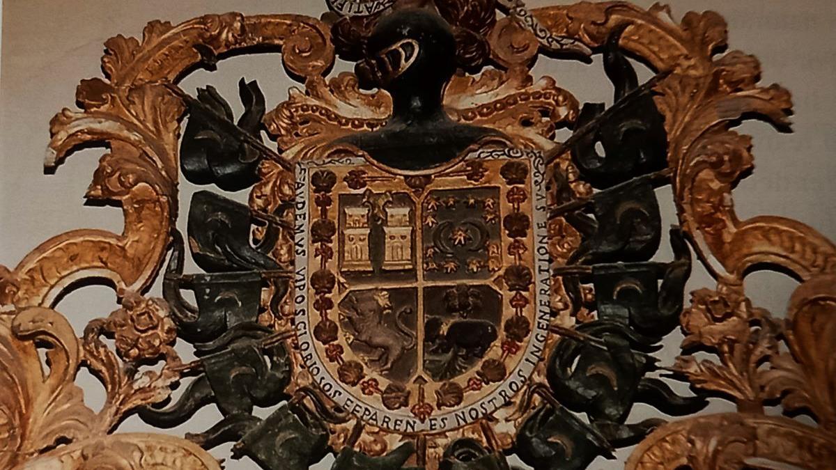 Escudo del solar de Tejada, en el altar de las ánimas del purgatorio, iglesia de la Candelaria de Zafra.