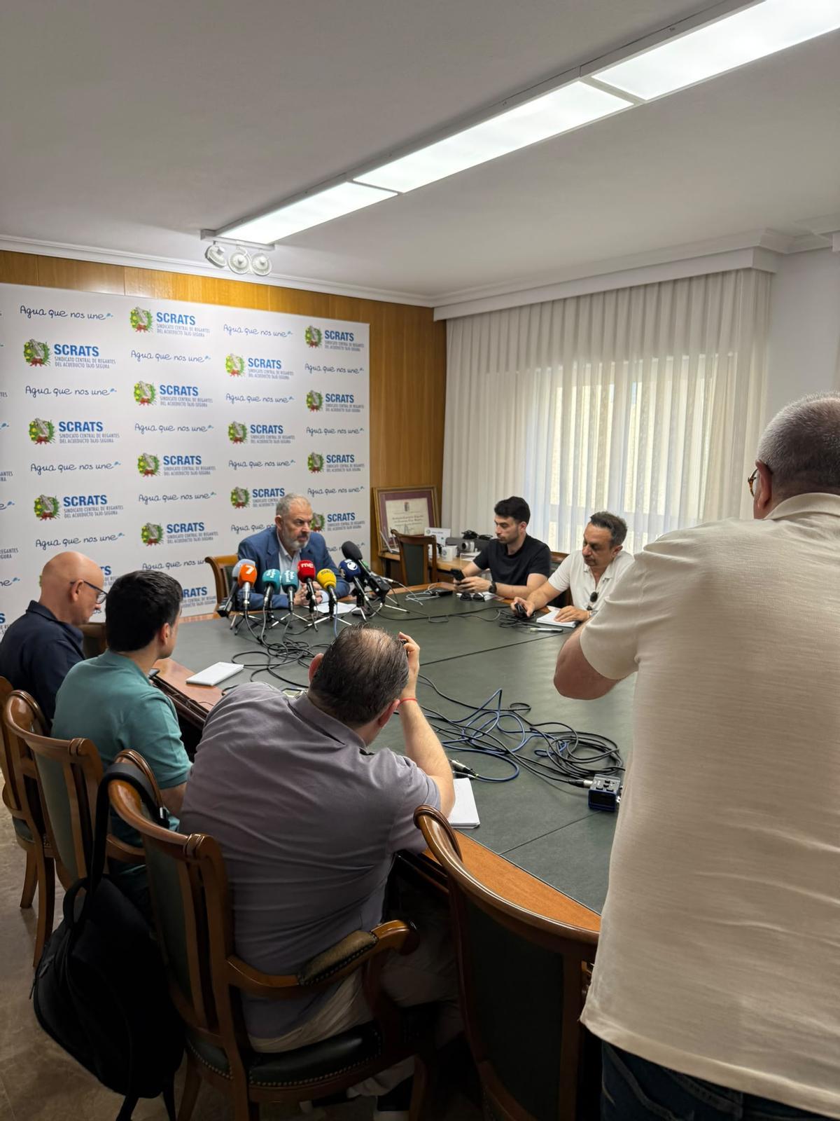 El presidente del Scrats, Lucas Jiménez, este jueves en la rueda de prensa tras conocerse la sentencia del Supremo.