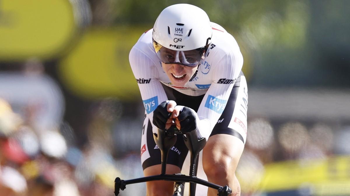 Tadej Pogacar, durante la contrarreloj