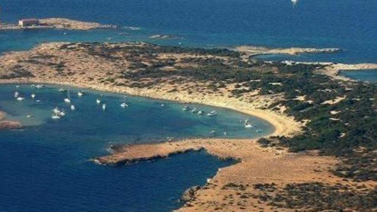 Vista aérea del islote de s’Espalmador, cerca del lugar donde ha ocurrido el suceso