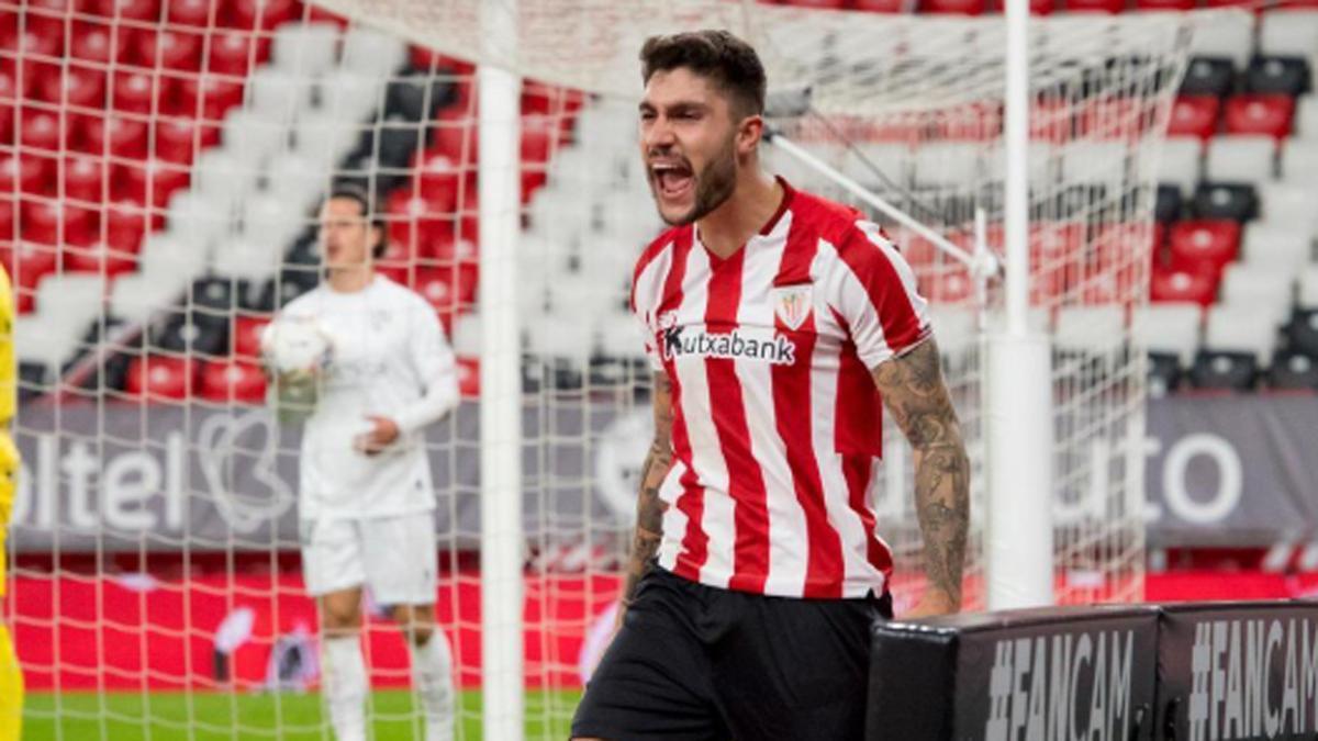 Unai Núñez, celebrando un gol con el Athletic Club
