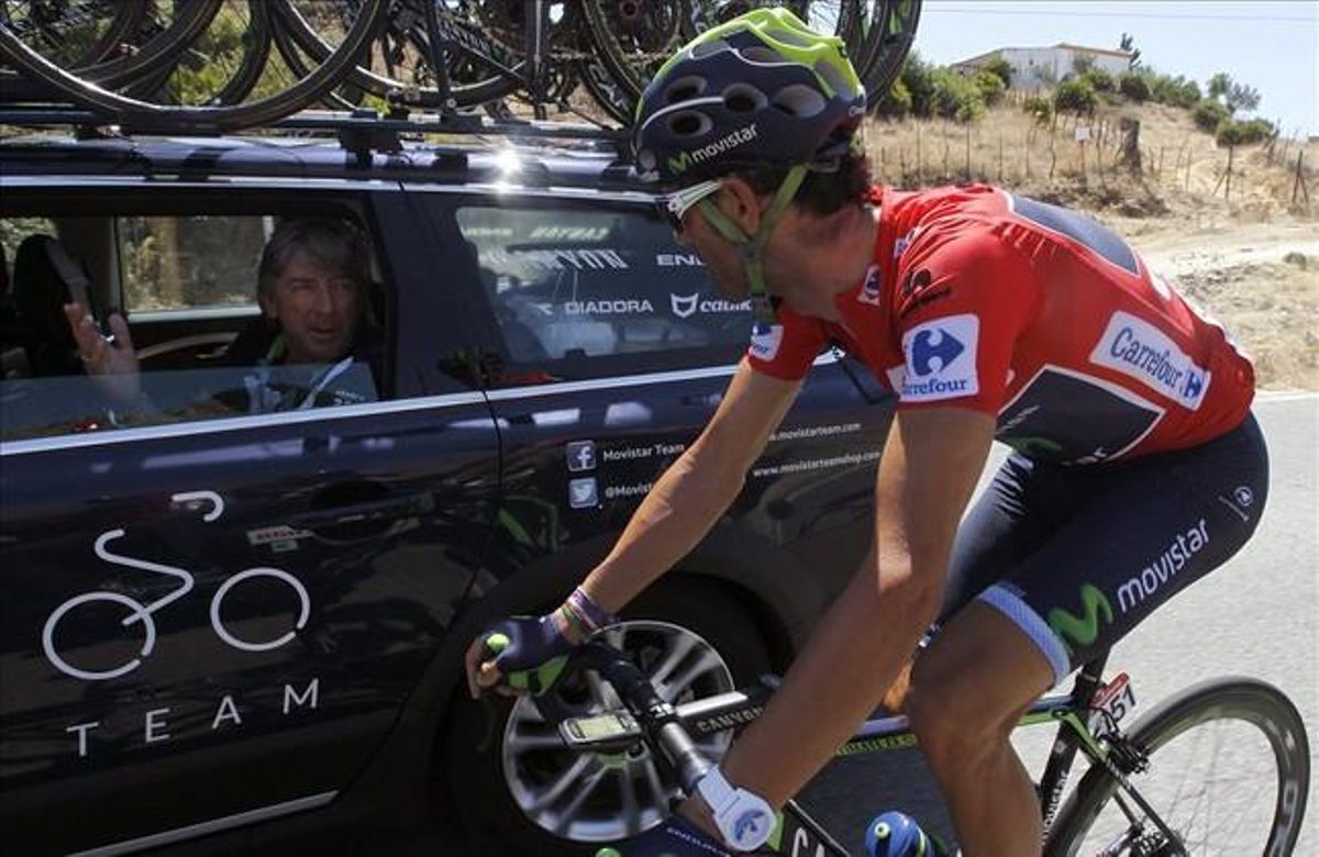 Valverde, durant l’etapa d’avui. Valverde, durant l’etapa d’avui.