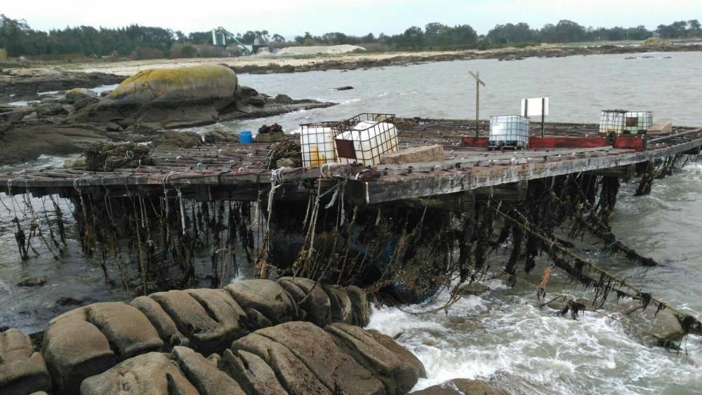 Los efectos del temporal Kurt en Arousa