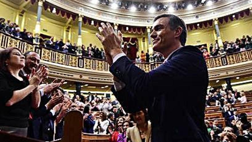 El president del Govern espanyol, Pedro Sánchez, al Congrés, durant el ple d&#039;investidura