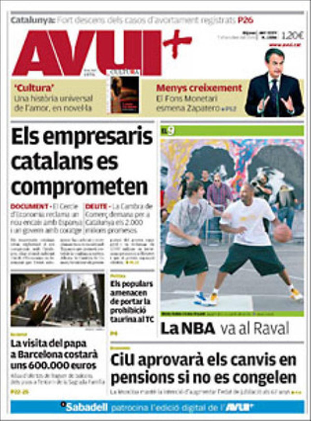 ’Avui’ destaca a més una conferència de Joan Puigcercós --PP i CiU veuen la Constitució com si fos el Codi Penal-- i que s’acaben les obres del túnel hídric de Collserola i fins i tot està pendent acordar un traçat per a la MAT.