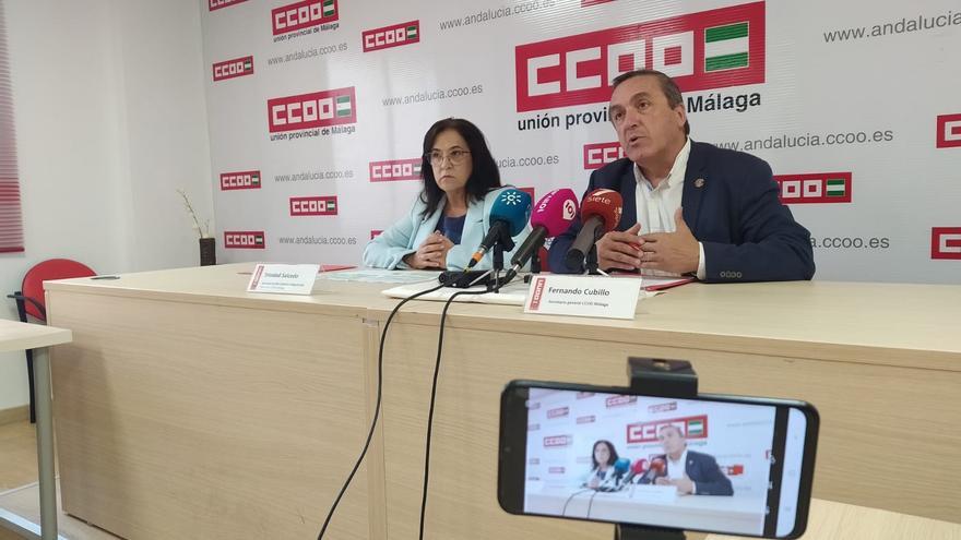 CCOO presenta sus propuestas en materia de agua y contra la sequía. En la imagen, Trinidad Salcedo y Fernando Cubillo