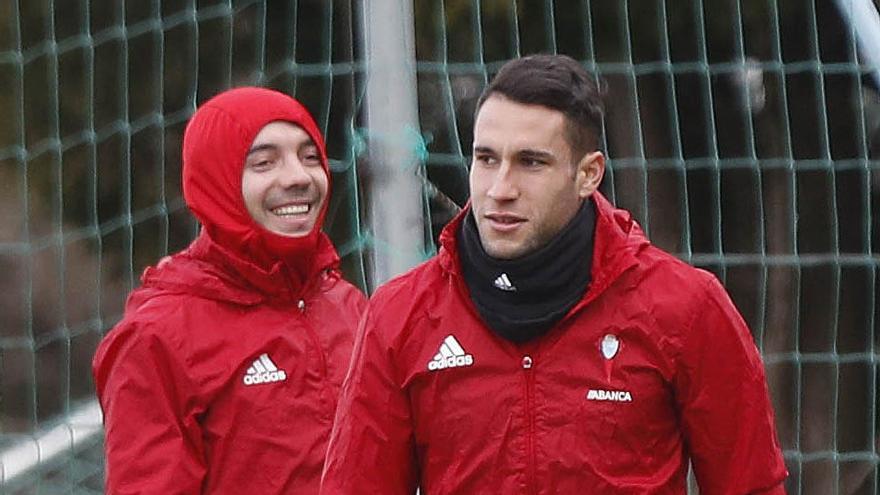 Aspas y Mallo en un entrenamiento reciente // R. Grobas