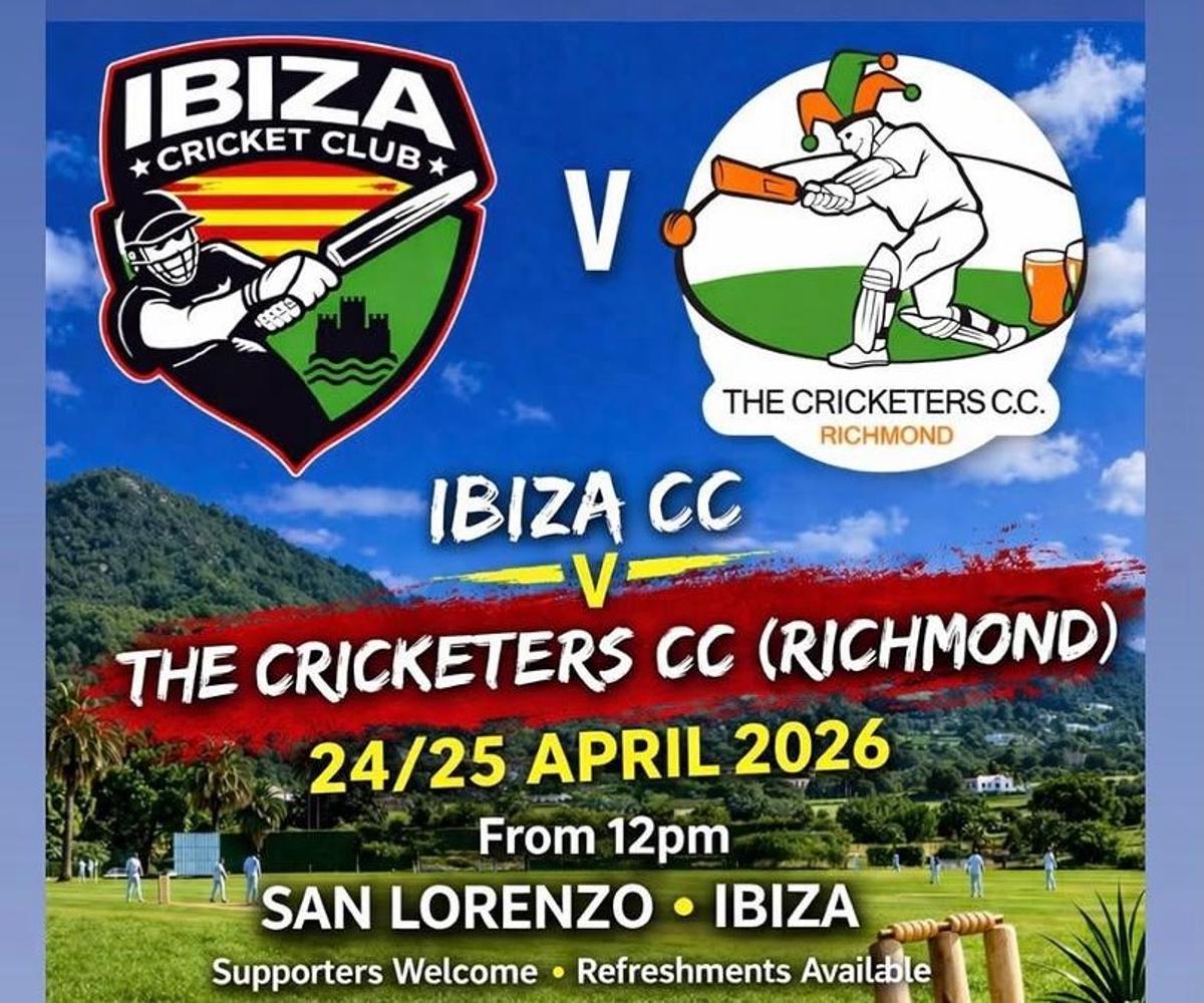 Cartel del encuentro entre el Ibiza Cricket Club y The Cricketers Cricket Club Richmond