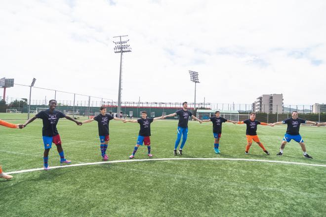 La celebración del Infantil B al ganar el título de Liga de su categoría