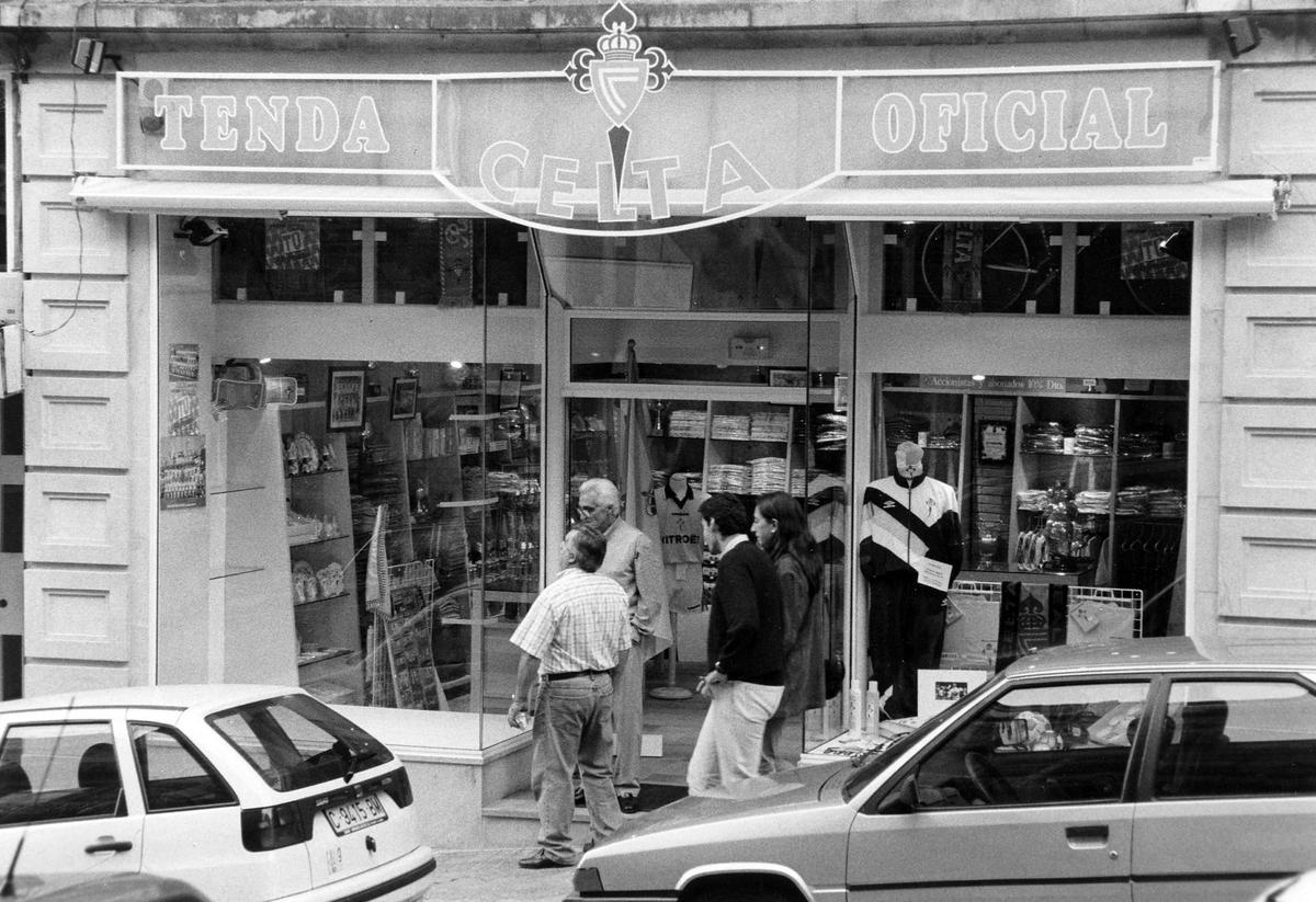 Tienda del Celta en la Rúa Carral, en 1996.