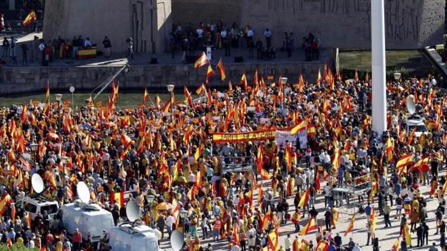 Manifestación convocada por la Fundación DENAES para la defensa de la Nación española, en Madrid.