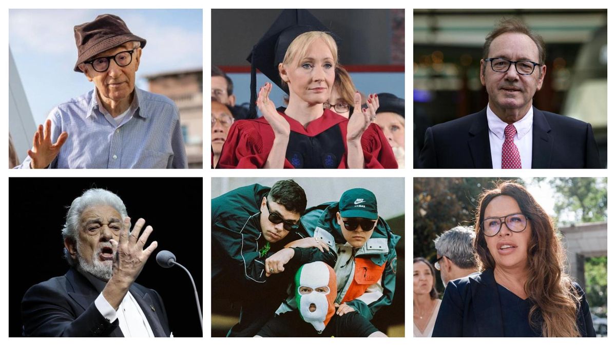 Arriba, Woody Allen, JK Rowling y Kevin Spacey; abajo, Plácido Domingo, Kneecap y Karla Sofía Gascón Arriba, Woody Allen, JK Rowling y Kevin Spacey; abajo, Plácido Domingo, Kneecap y Karla Sofía Gascón