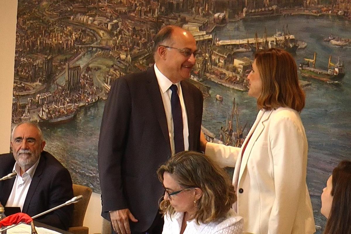 Joan Calabuig y María José Catalá, antes de empezar el consejo de Valenciaport.