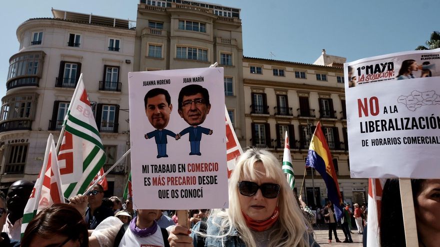 Las imágenes de la manifestación del 1 de mayo en Málaga