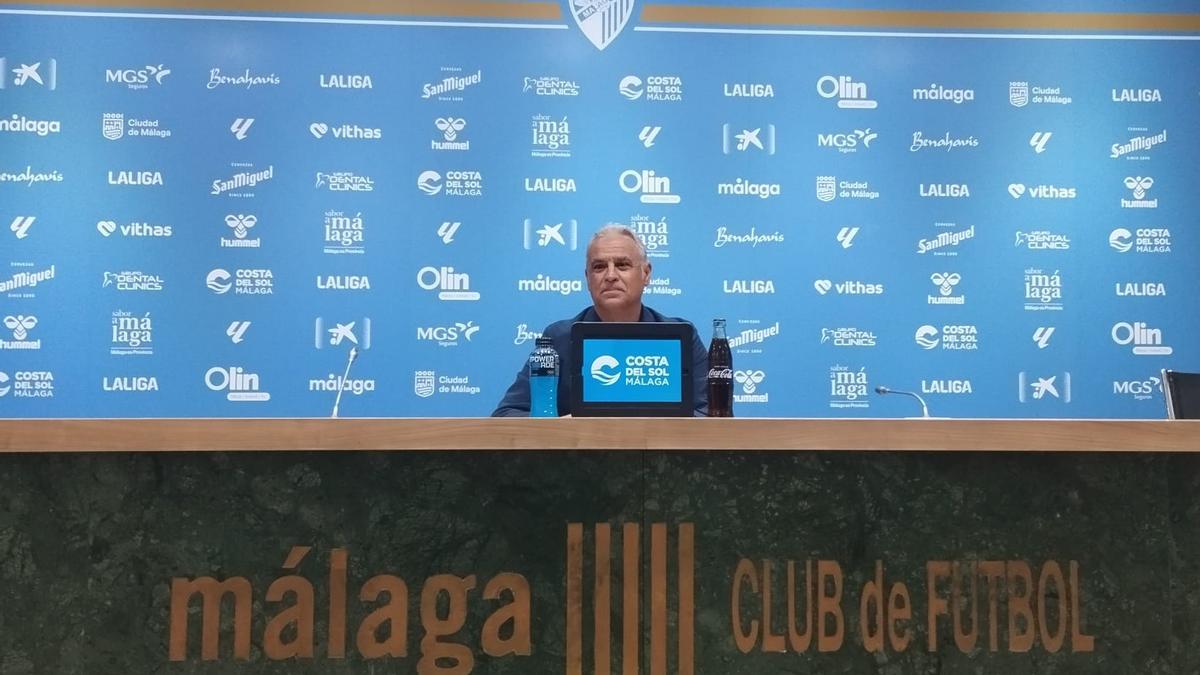 Sergio Pellicer, en la sala de prensa de La Rosaleda.