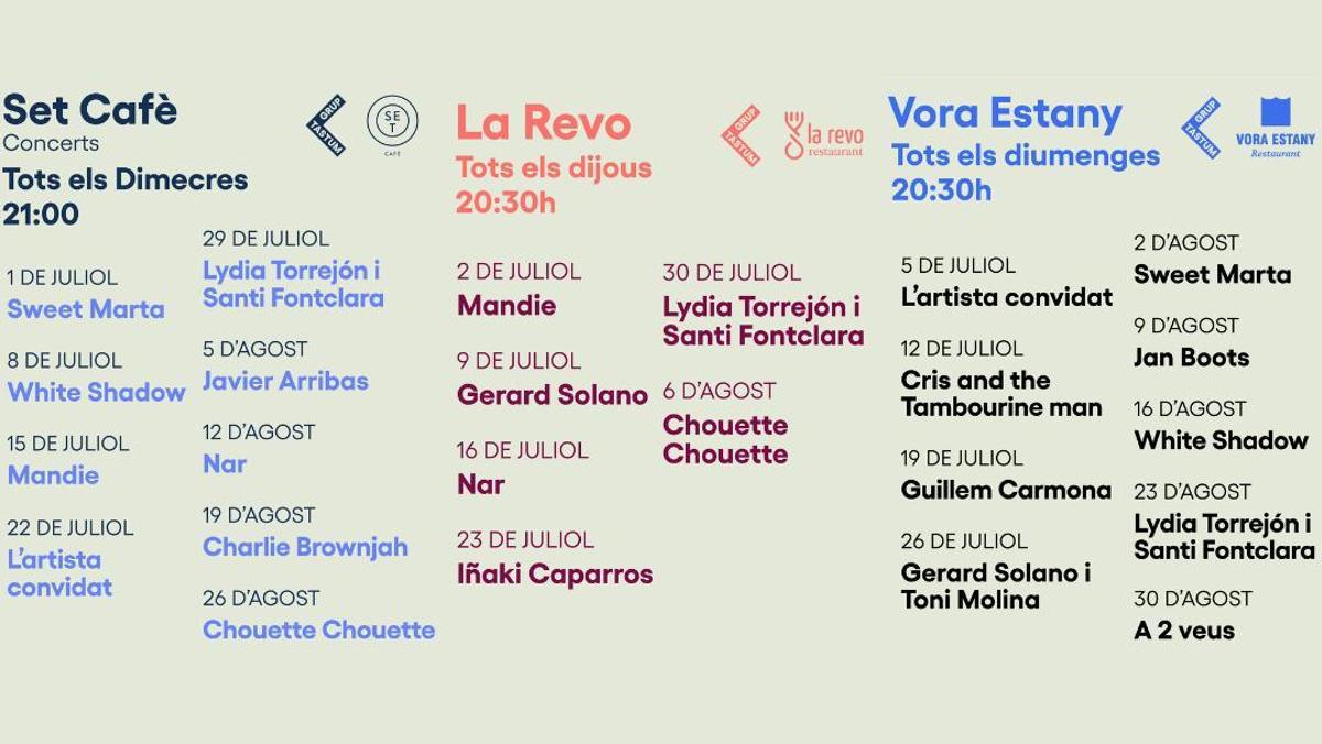 Els cartells de les sessions de música a l'estiu.