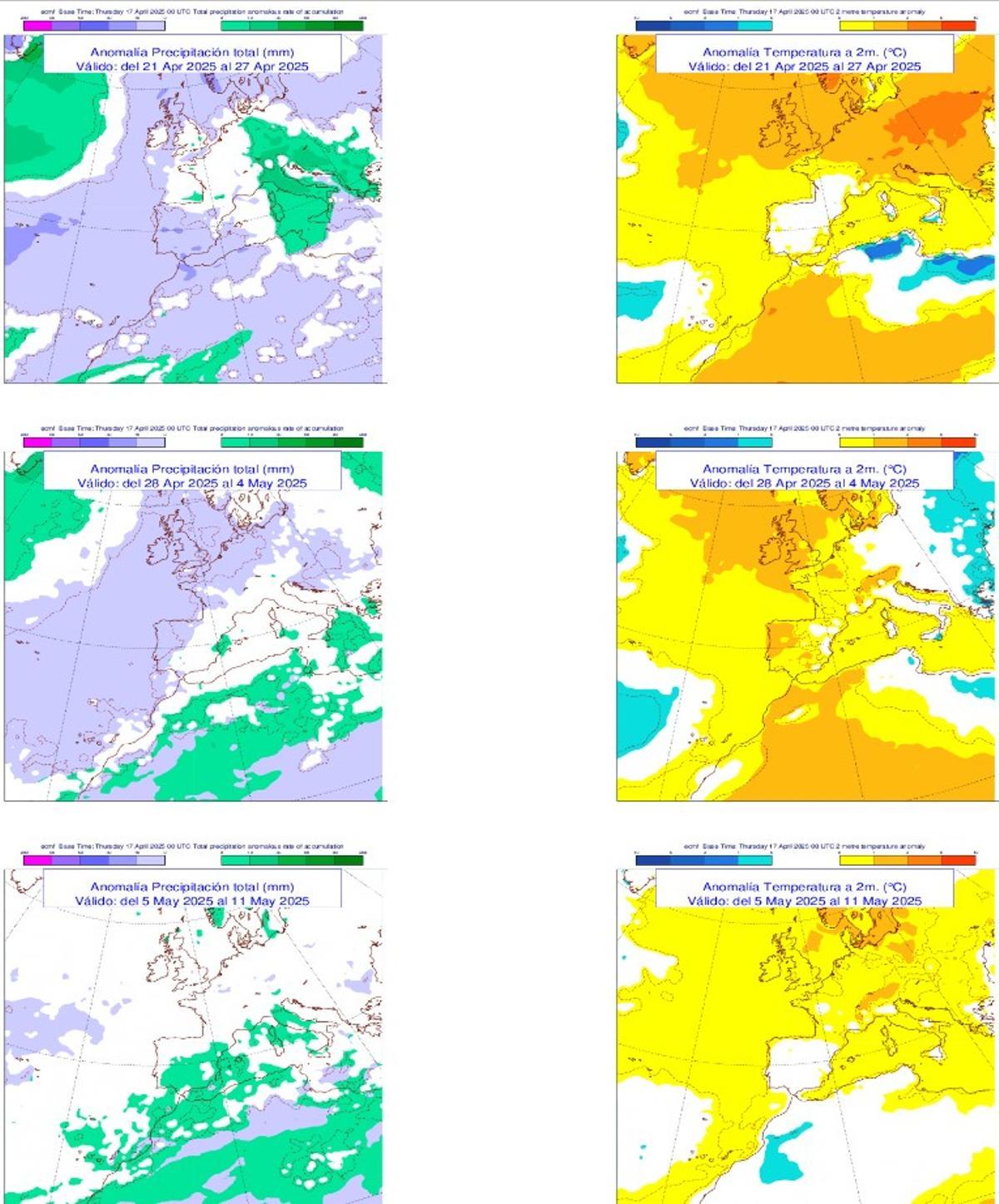 Modelos atmosféricos de la AEMET de cara a las próximas semanas.