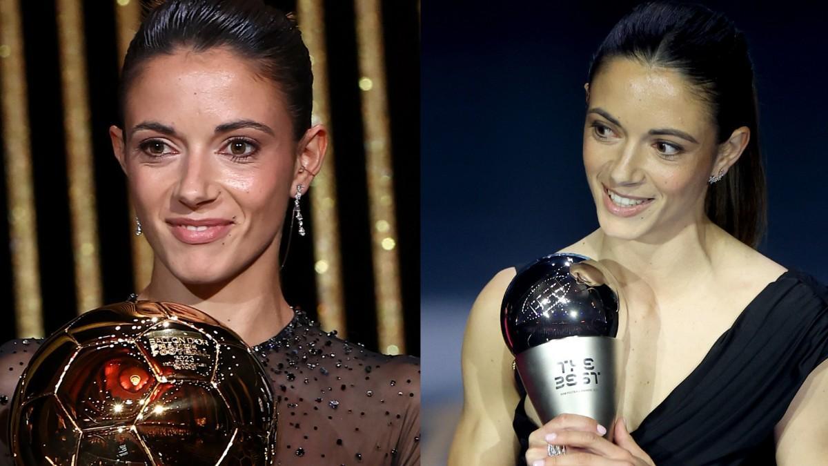 Aitana Bonmatí con el Balón de Oro y el premio The Best