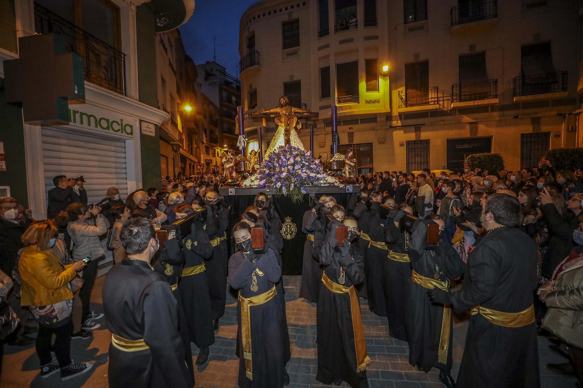 Elche procesiones Jueves santo: La Oracion del Huerto,Nuestra Señora de las Angustias y Maria Santisima de la Salud,La Flagelacion y Gloria,El Silencio,Cristo de Zalamea.