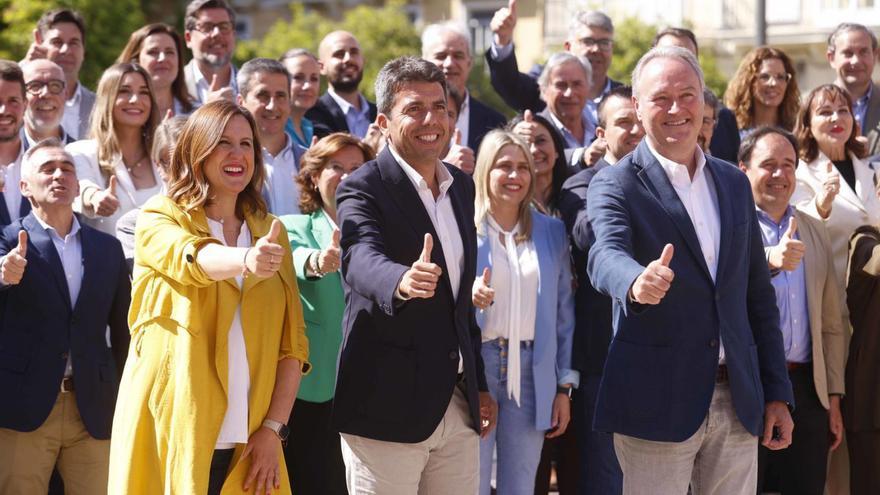 Mazón, junto a Catalá y Fabra, en la presentación de sus candidatos autonómicos al 28M. | J. M. LÓPEZ