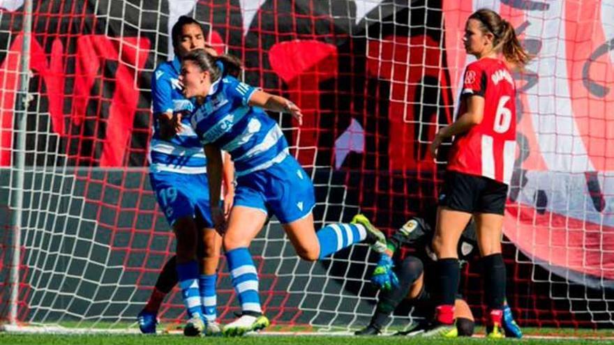 María Méndez celebra el primer tanto del encuentro