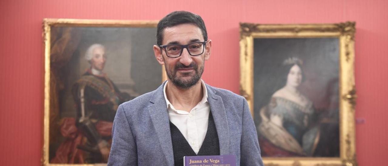 Xosé Ramón Veiga, onte na Academia de Belas Artes.