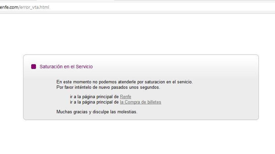 La avalancha de visitas para comprar billetes baratos bloquea la web de Renfe
